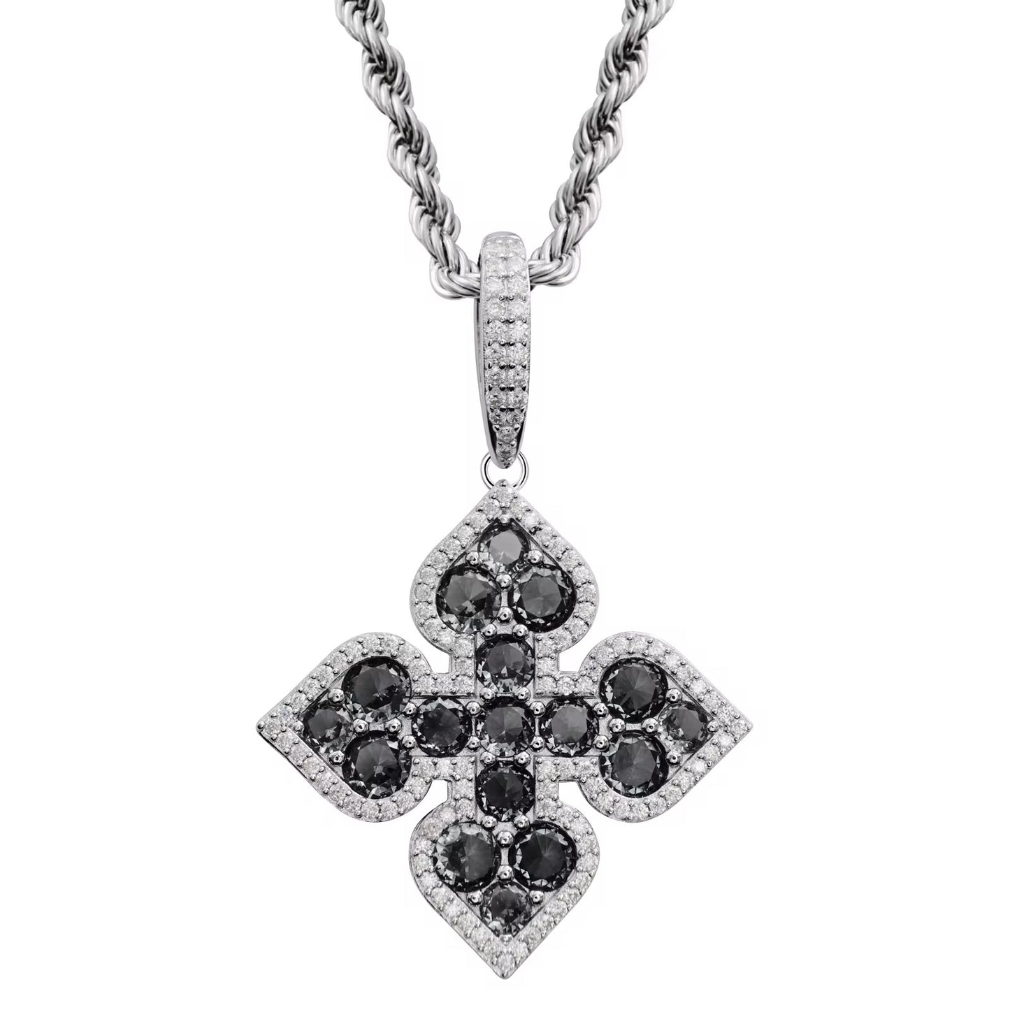 MOISSANITE BLACK CLOVER PENDANT - 925 SILVER - VVS 1