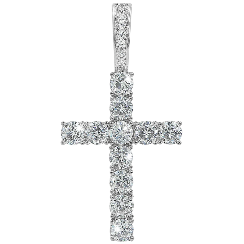 ICED TENNIS CROSS PENDANT - 925 SILVER