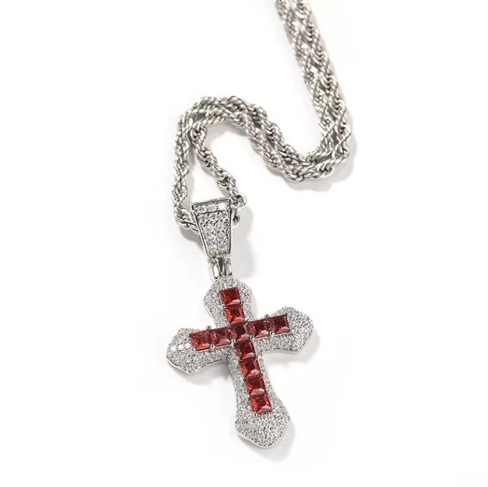 ICED RED CROSS PENDANT