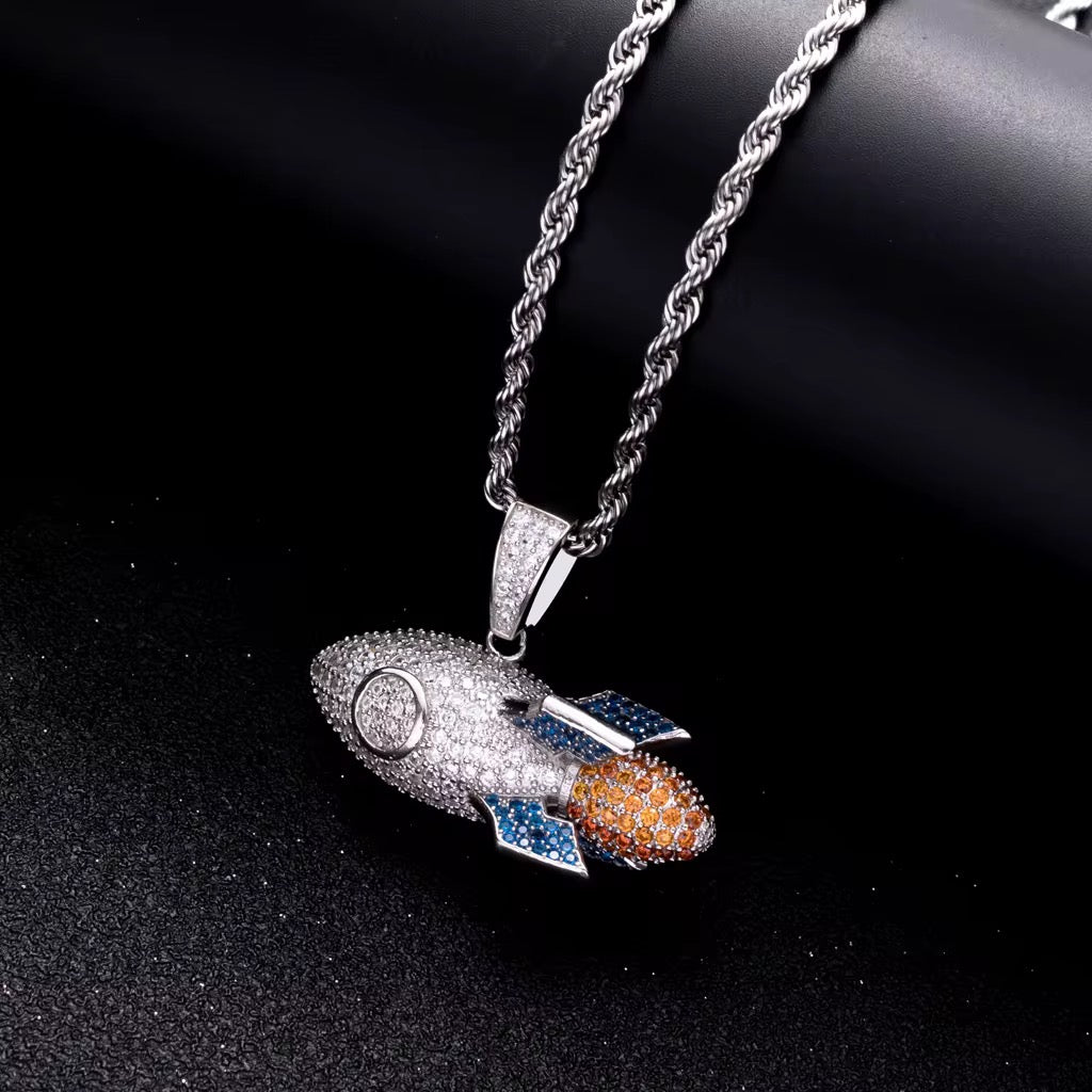 ICED ROCKET PENDANT - 925 SILVER