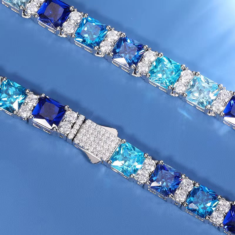 6,5 MOISSANITE OCEAN BLUE CHAIN - 925 SILVER - VVS 1