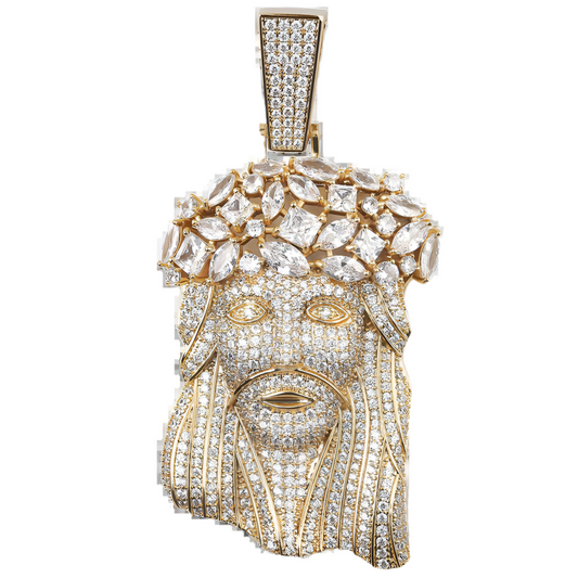 ICED BIG JESUS PENDANT - GOLD