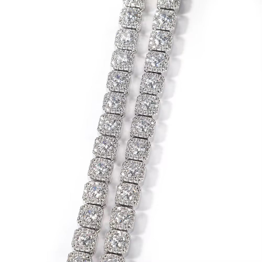 10MM CLUSTERED TENNIS BRACELET - WHITE GOLD