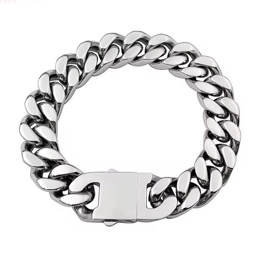 10MM CLEAN CUBANA BRACELET - WHITE GOLD