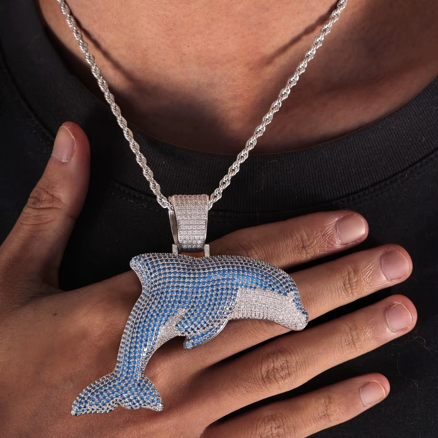 ICED DOLPHIN PENDANT