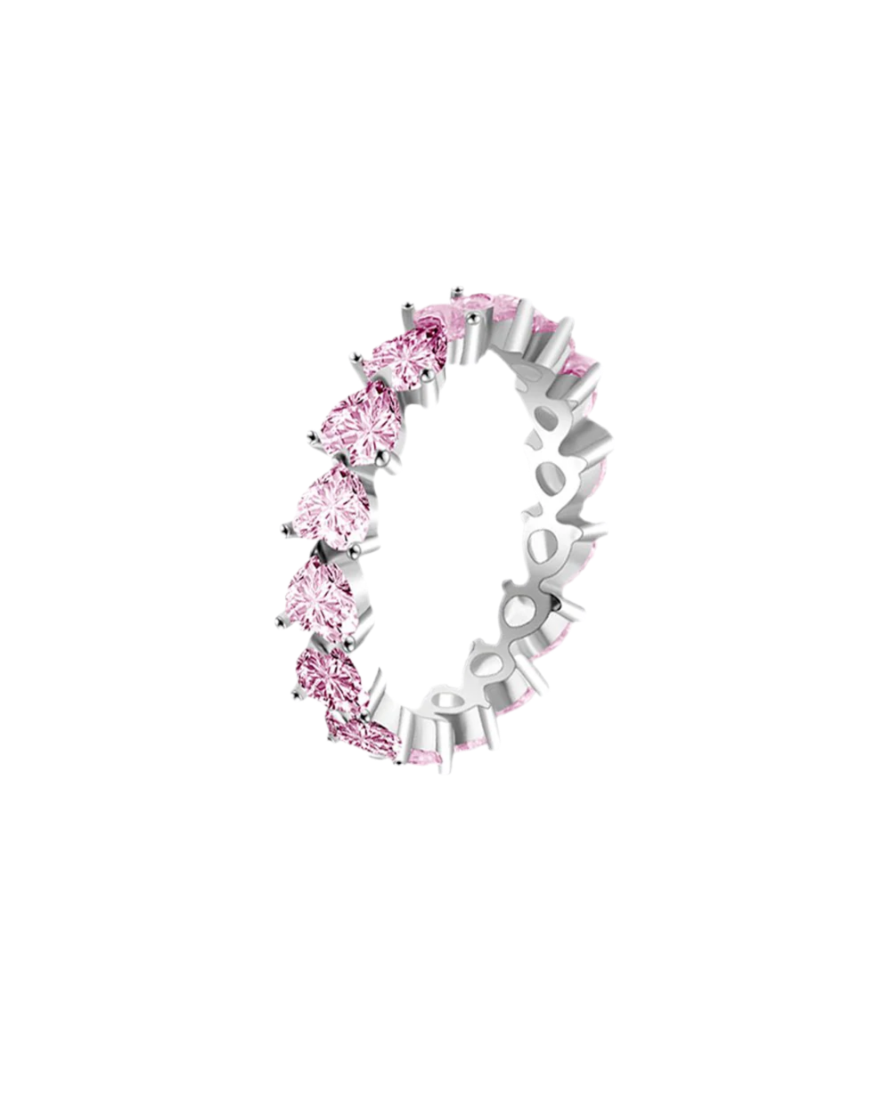 PINK HEART RING - 925 SILVER