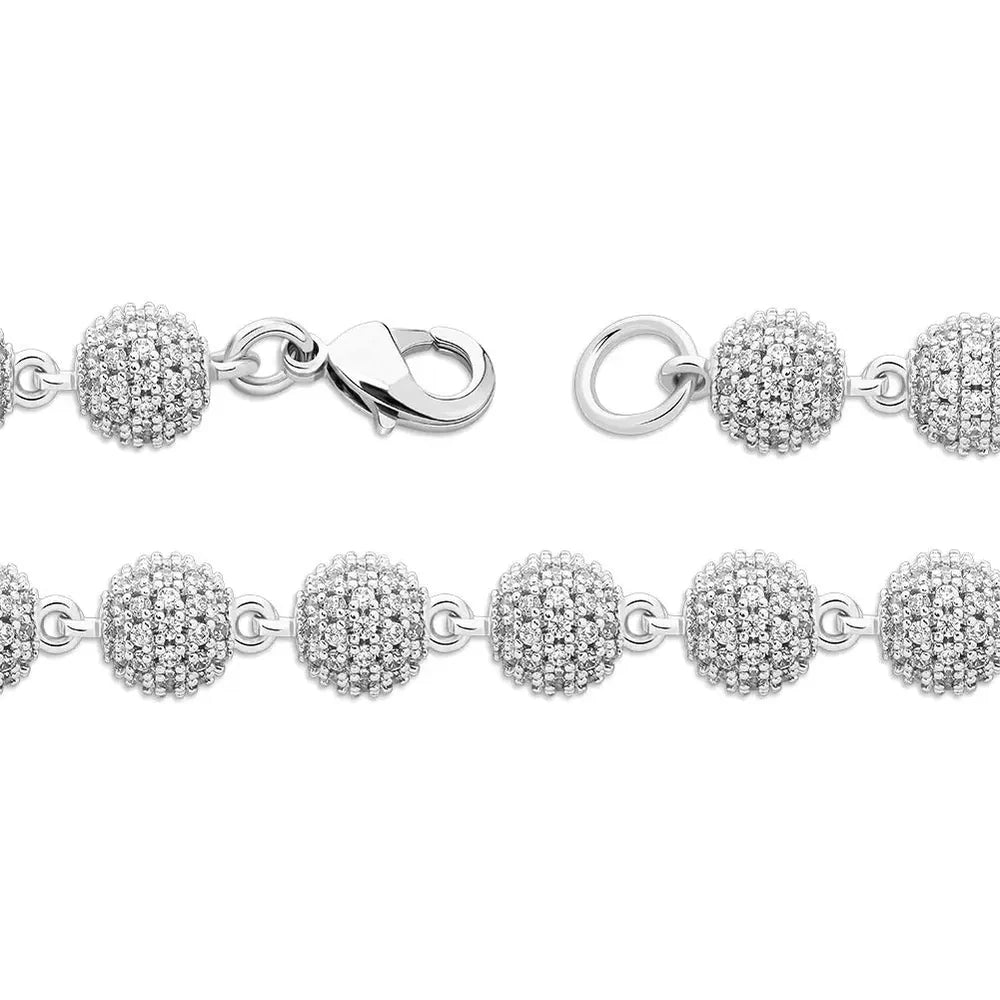 8MM ICED BEADS CHAIN - WHITE GOLD