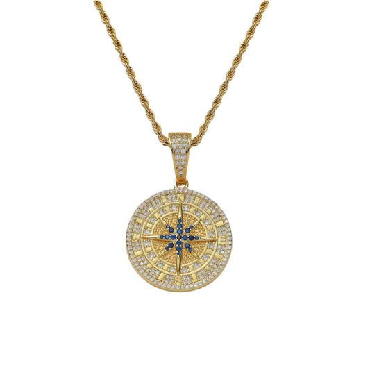 ICED COMPASS PENDANT - GOLD