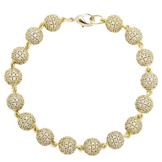 8MM ICED BEADS BRACELET - GOLD