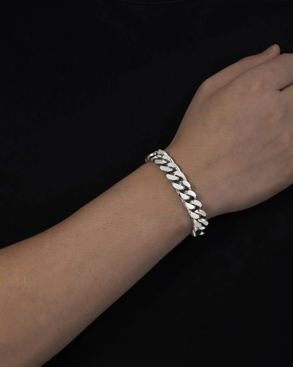 10MM CLEAN CUBANA BRACELET - WHITE GOLD