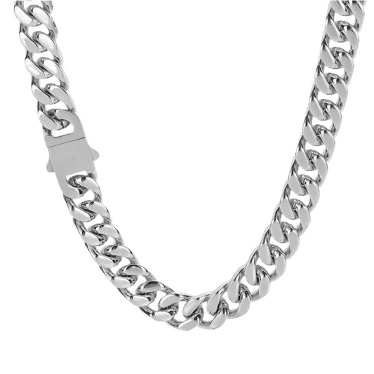 10MM CLEAN CUBANA CHAIN - WHITE GOLD