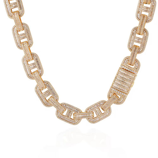 15MM BAGUETTE MARINER CHAIN - GOLD