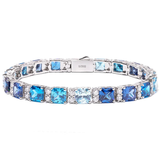 6,5MM MOISSANITE OCEAN BLUE TENNIS BRACELET - 925 SILVER - VVS 1