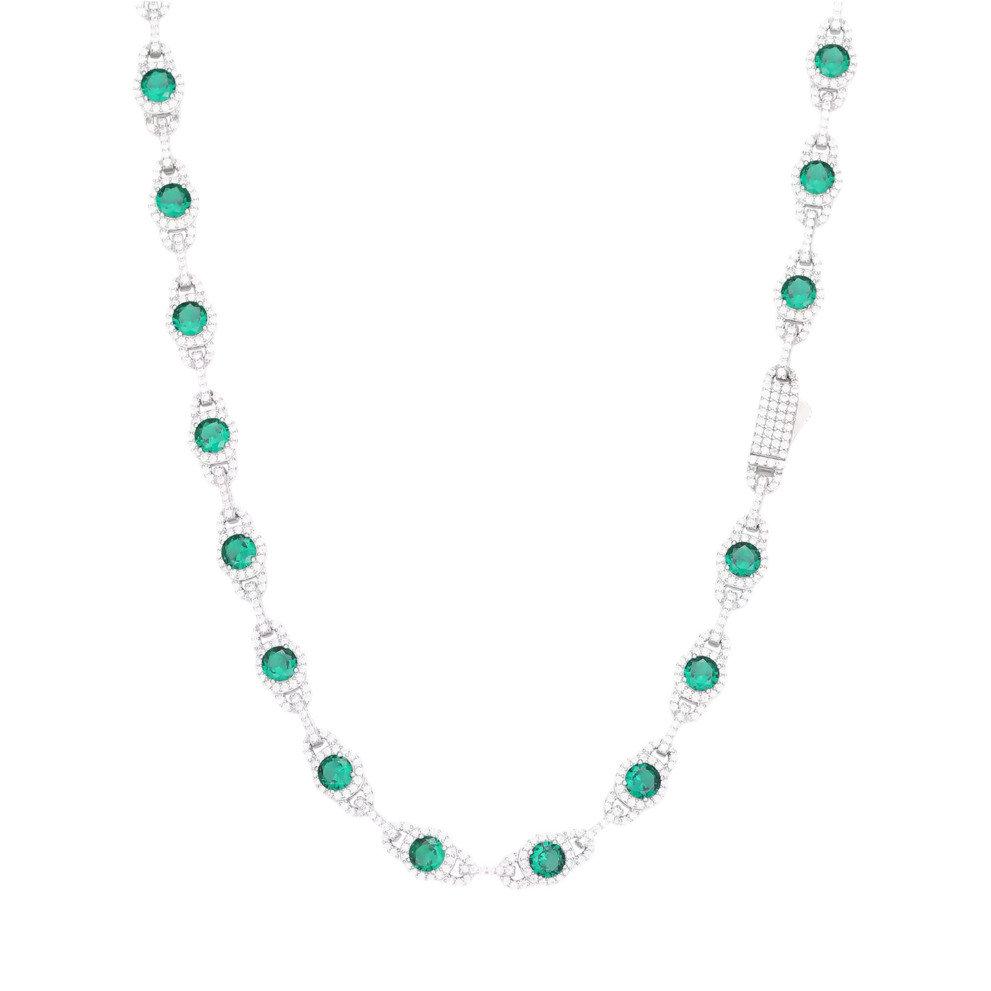 7MM ICED GREEN GEM CHAIN