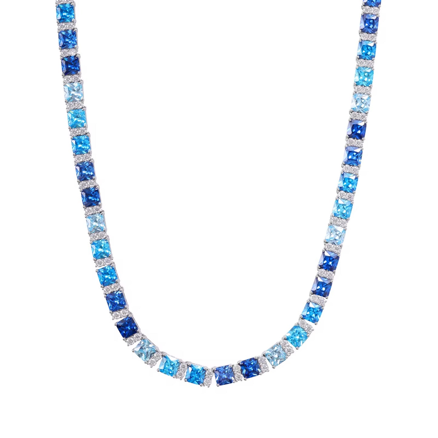 6,5 MOISSANITE OCEAN BLUE CHAIN - 925 SILVER - VVS 1