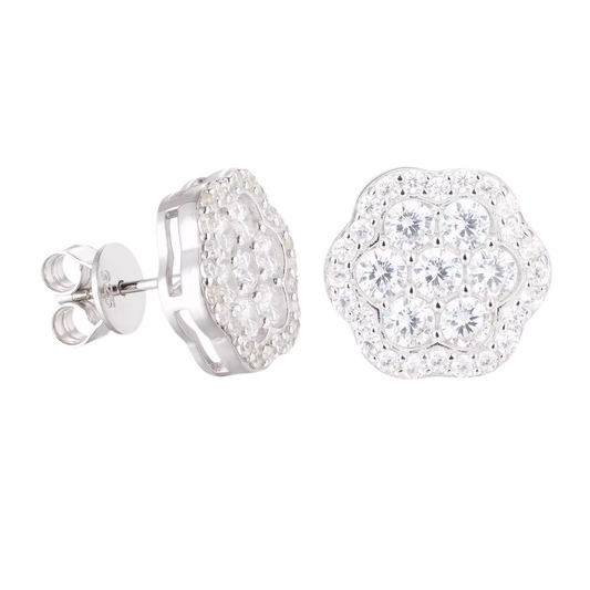 MOISSANITE LOTUS EARRINGS - 925 SILVER - VVS 1