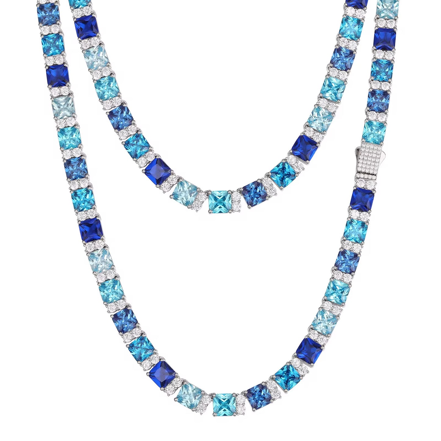 6,5 MOISSANITE OCEAN BLUE CHAIN - 925 SILVER - VVS 1