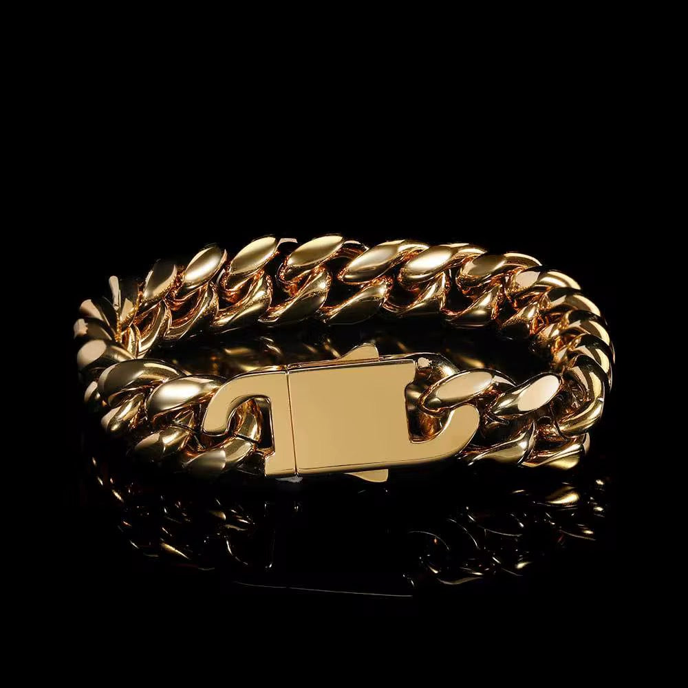 10MM CLEAN CUBANA BRACELET - GOLD