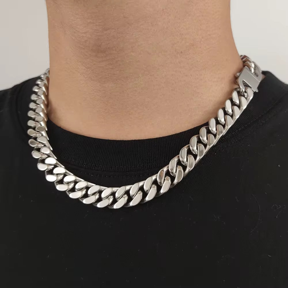 10MM CLEAN CUBANA CHAIN - WHITE GOLD