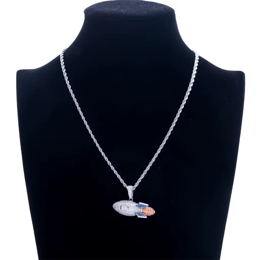 ICED ROCKET PENDANT - 925 SILVER