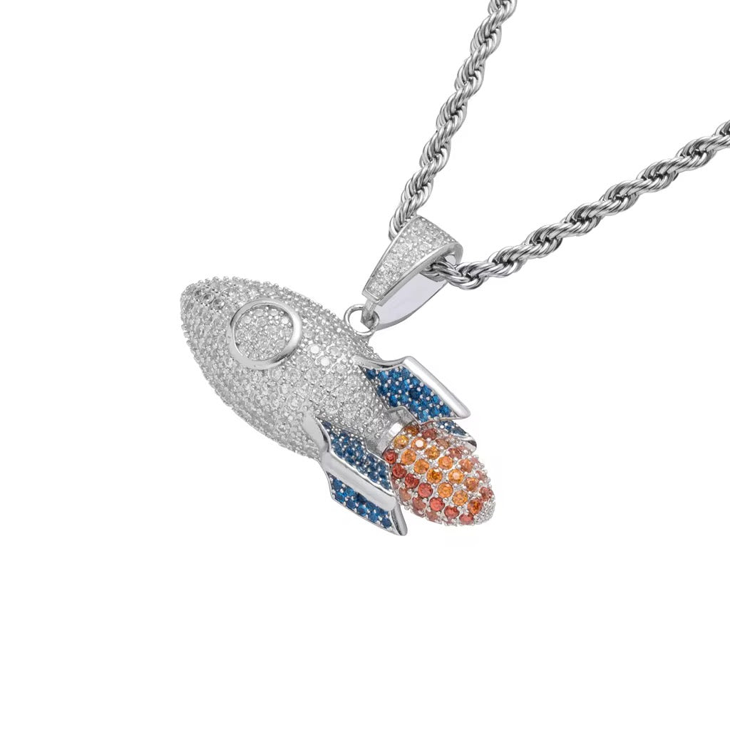 ICED ROCKET PENDANT - 925 SILVER