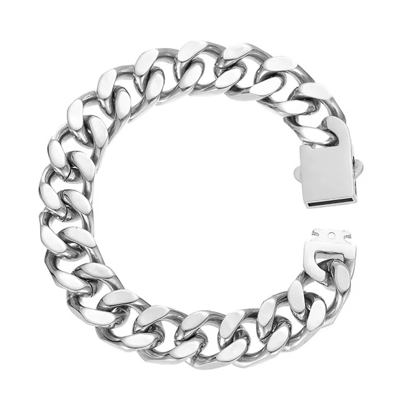 10MM CLEAN CUBANA BRACELET - WHITE GOLD