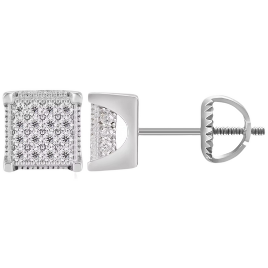 MOISSANITE 3D CUBE EARRINGS - 925 SILVER - VVS 1