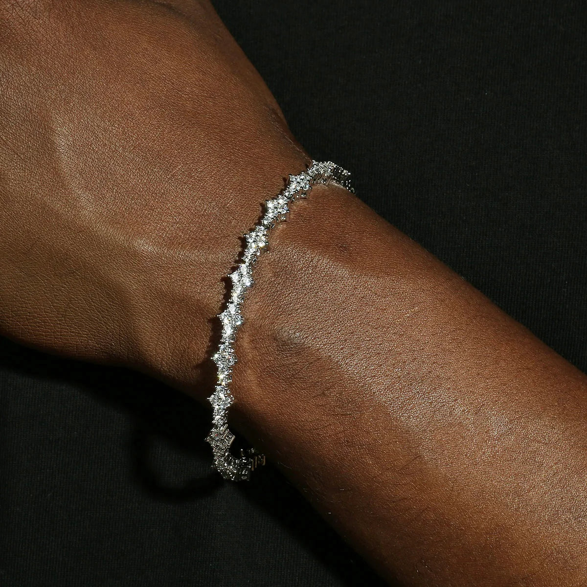 3MM HONEYCOMB BRACELET - WHITE GOLD