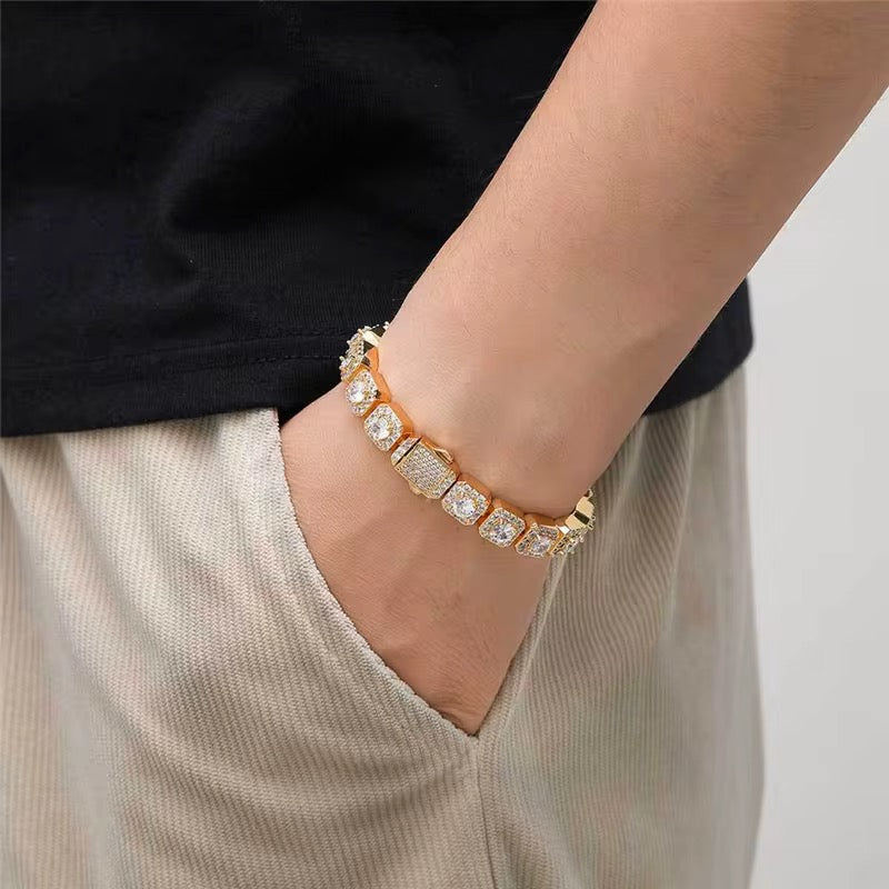 10MM CLUSTERED TENNIS BRACELET - GOLD