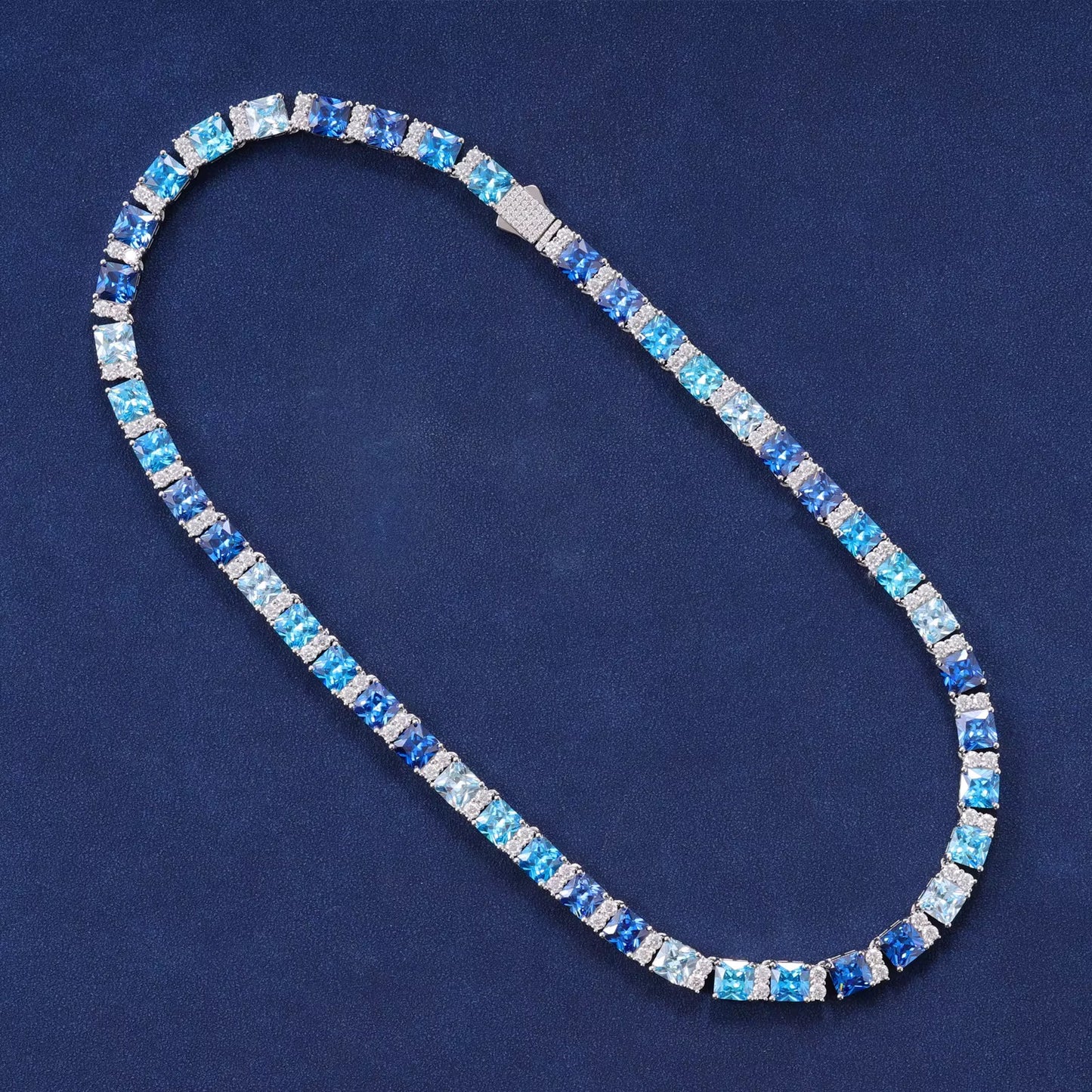 6,5 MOISSANITE OCEAN BLUE CHAIN - 925 SILVER - VVS 1