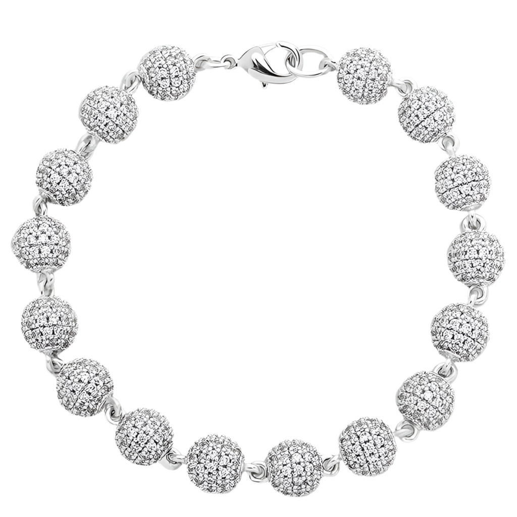 8MM ICED BEADS BRACELET - WHITE GOLD