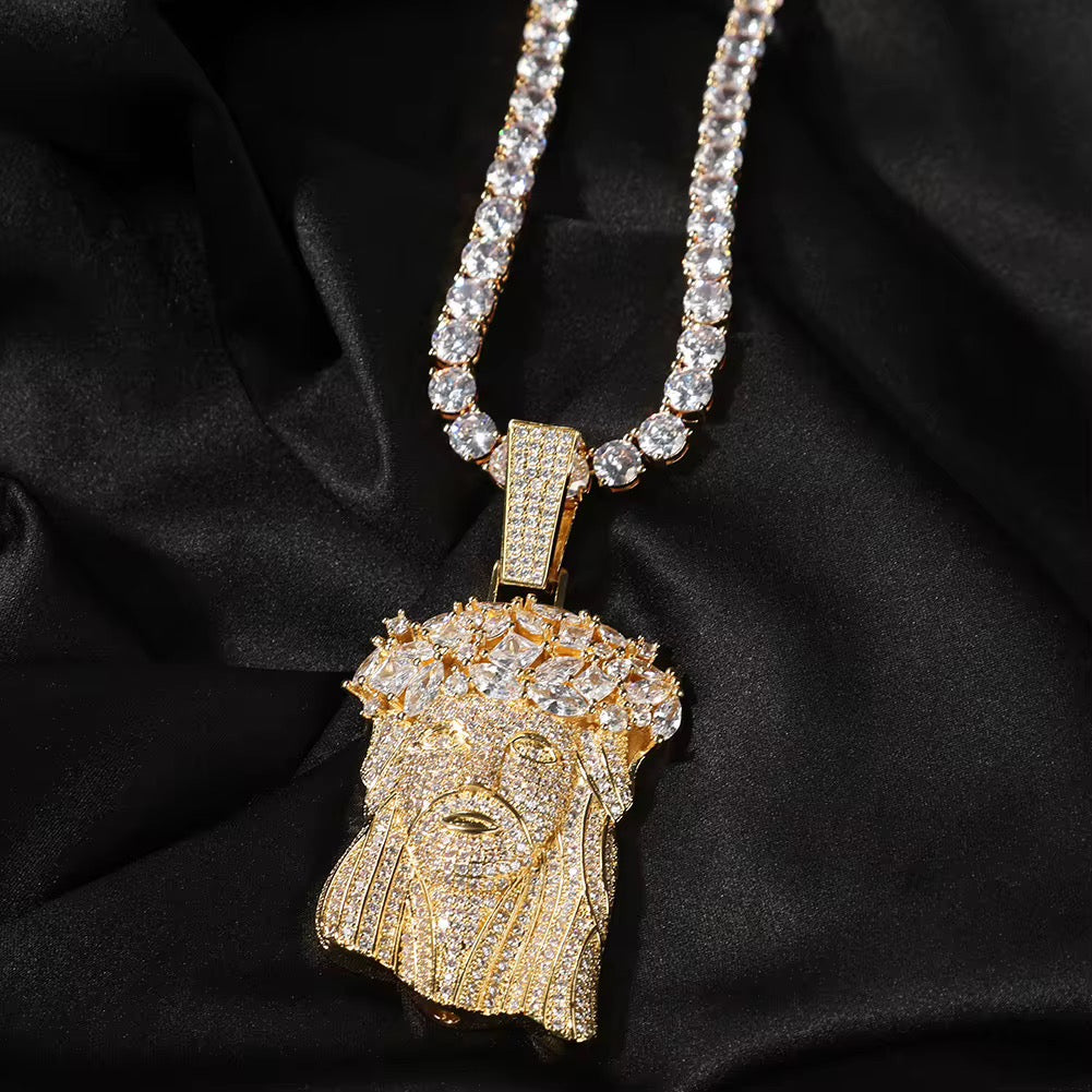 ICED BIG JESUS PENDANT - GOLD