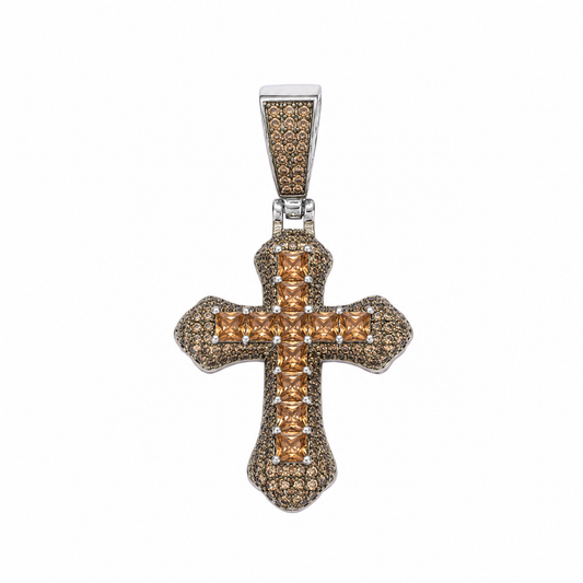 ICED PEACH CROSS PENDANT