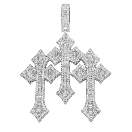 ICED TRIPPLE CROSS PENDANT