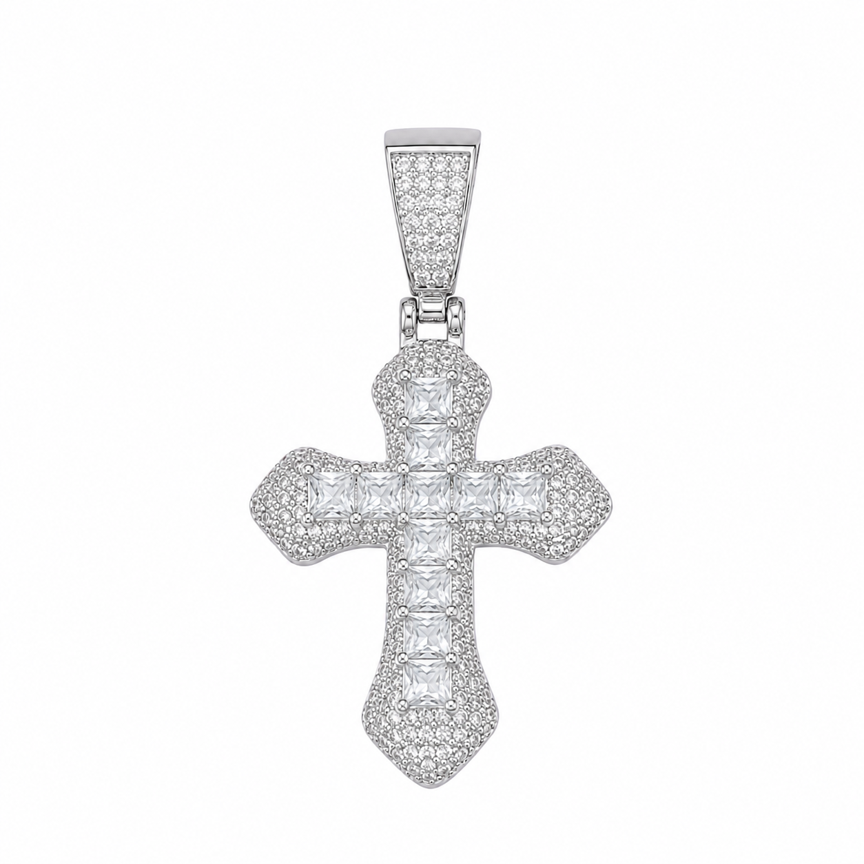 ICED WHITE CROSS PENDANT