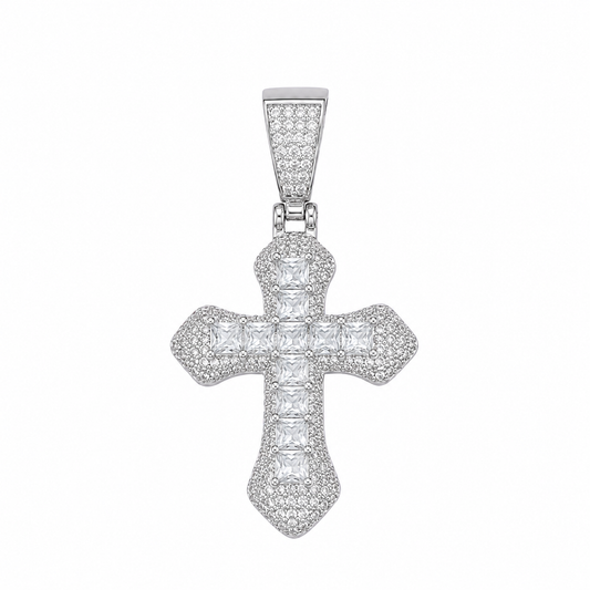 ICED WHITE CROSS PENDANT