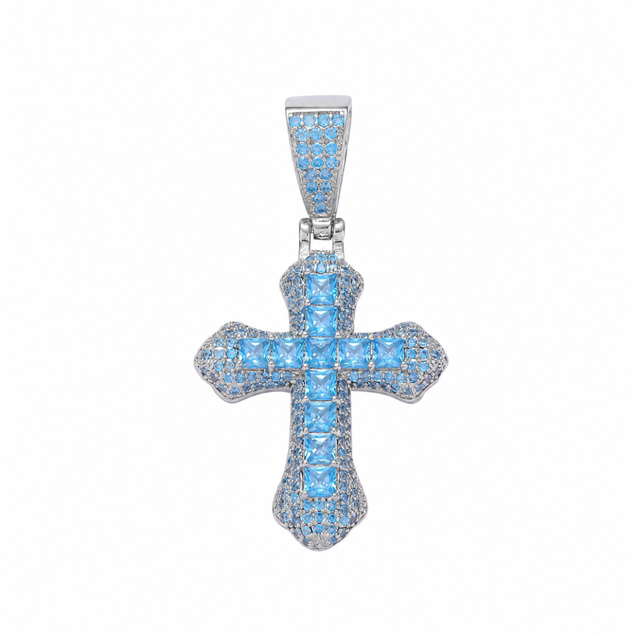 ICED BLUE CROSS PENDANT