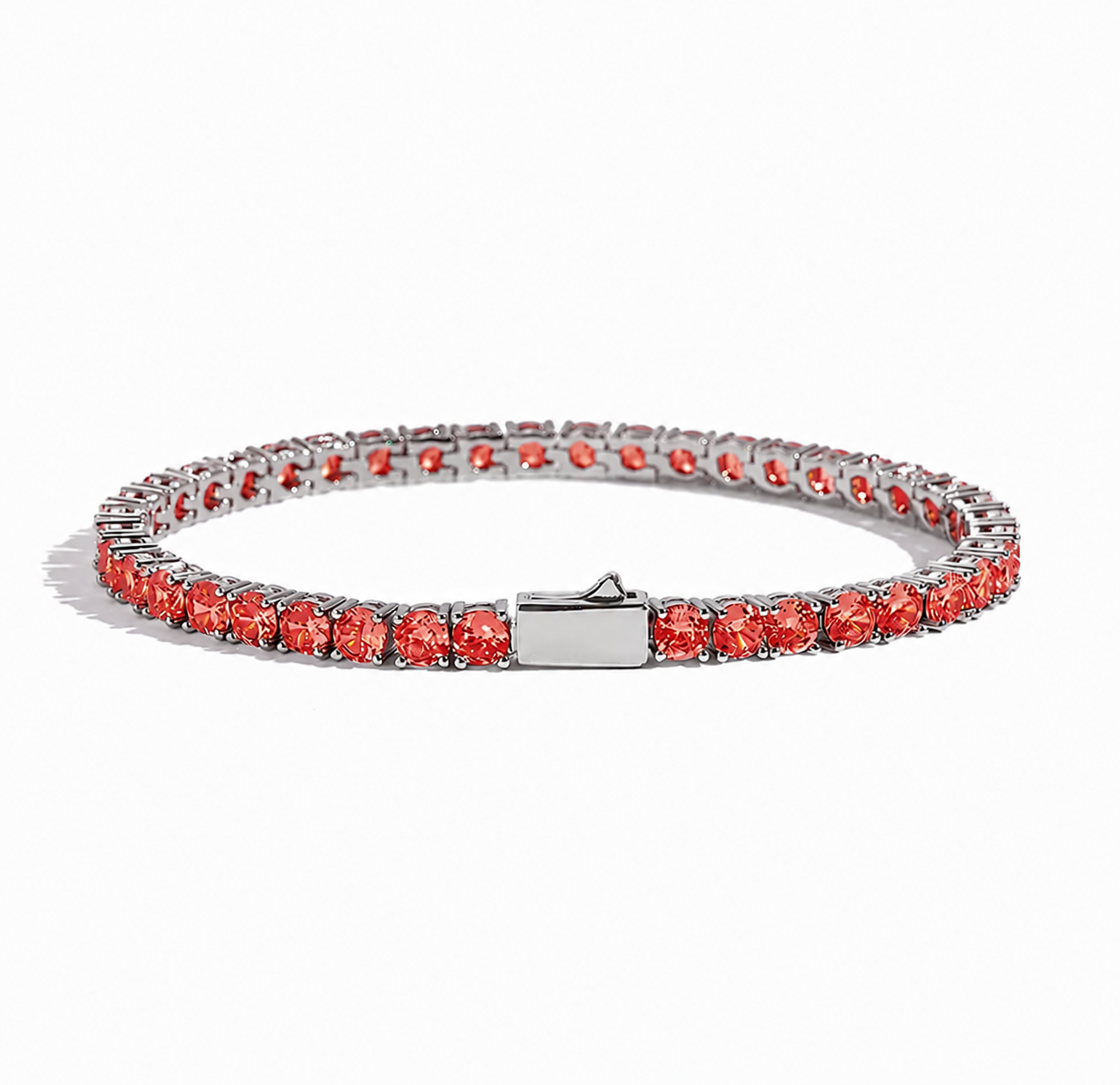 ICED ORANGE RED TENNIS BRACELET