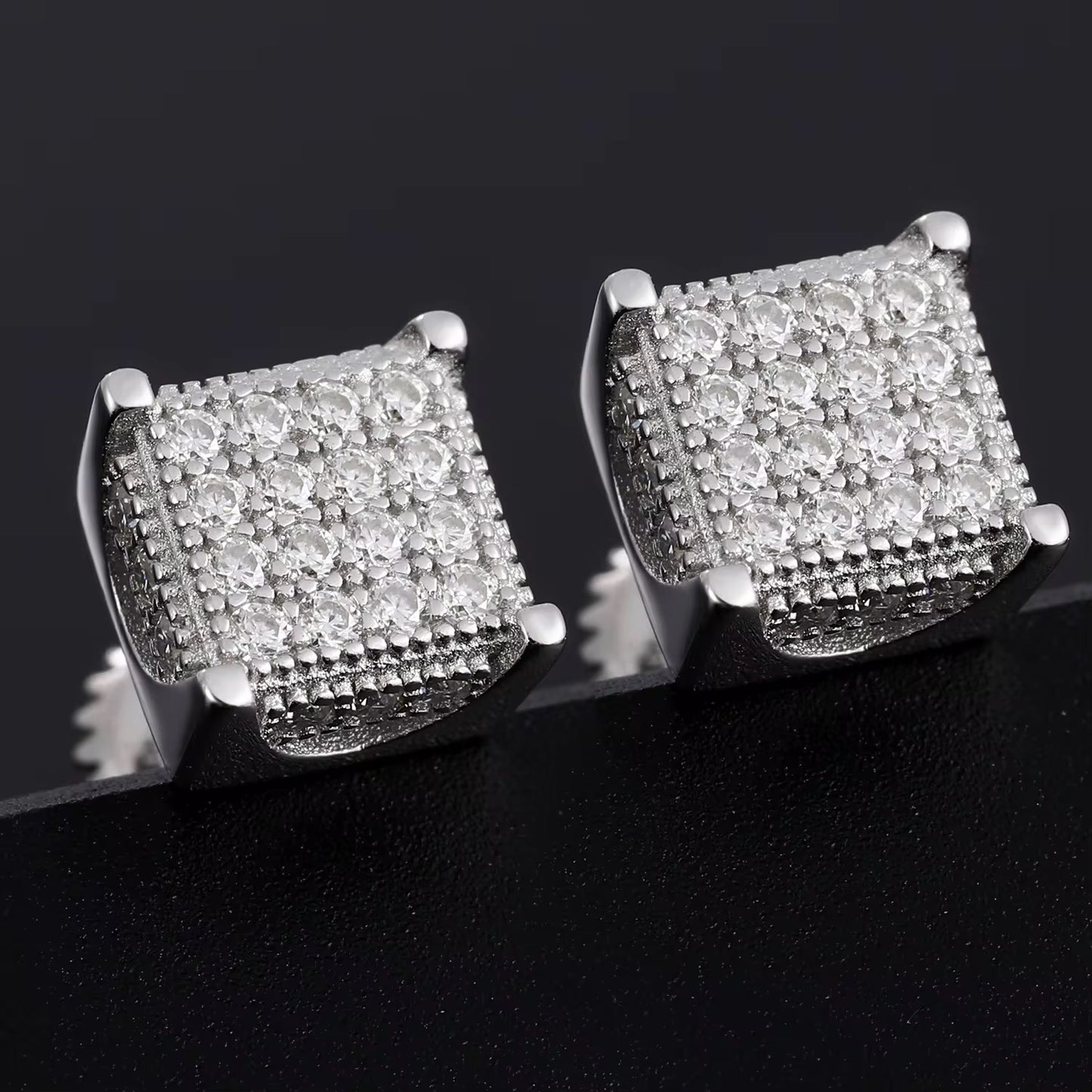 MOISSANITE 3D CUBE EARRINGS - 925 SILVER - VVS 1