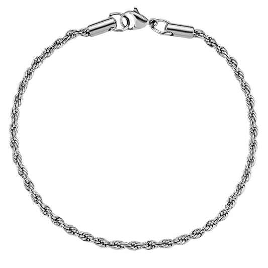 3MM ROPE BRACELET - WHITE GOLD