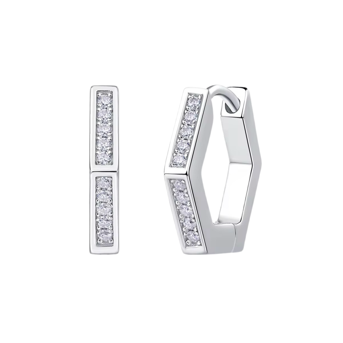 ANGULAR HOOP EARRINGS - 925 SILVER - VVS 1