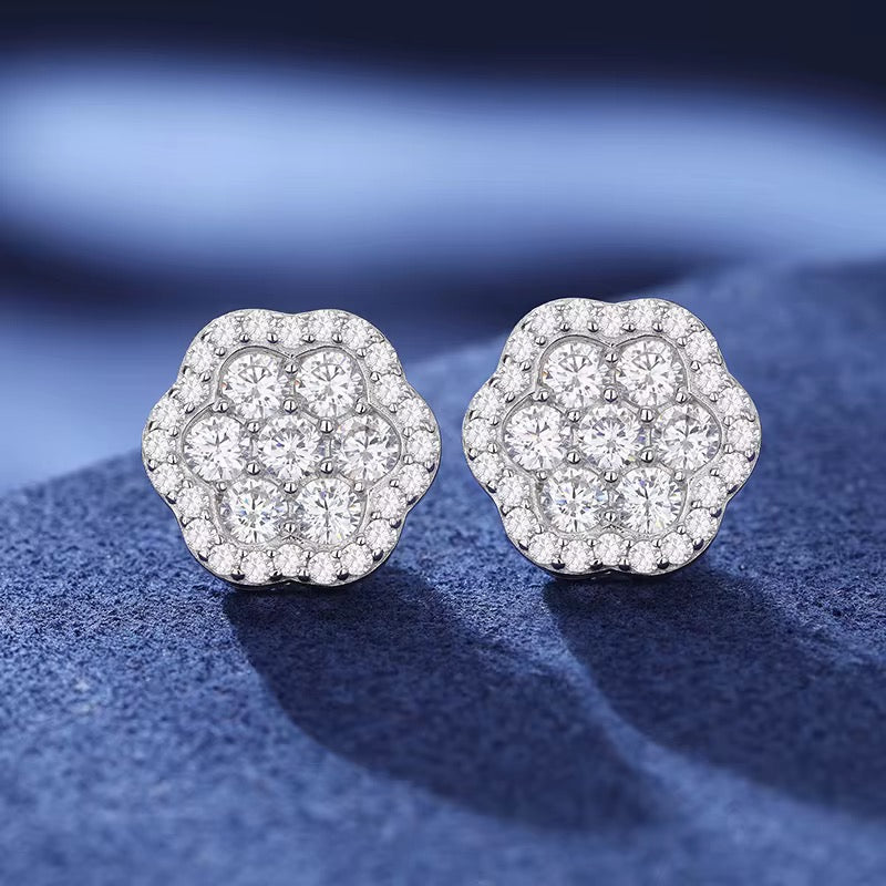 MOISSANITE LOTUS EARRINGS - 925 SILVER - VVS 1