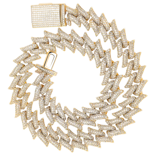 18MM ICED SPIKED CUBAN CHAIN - GOLD