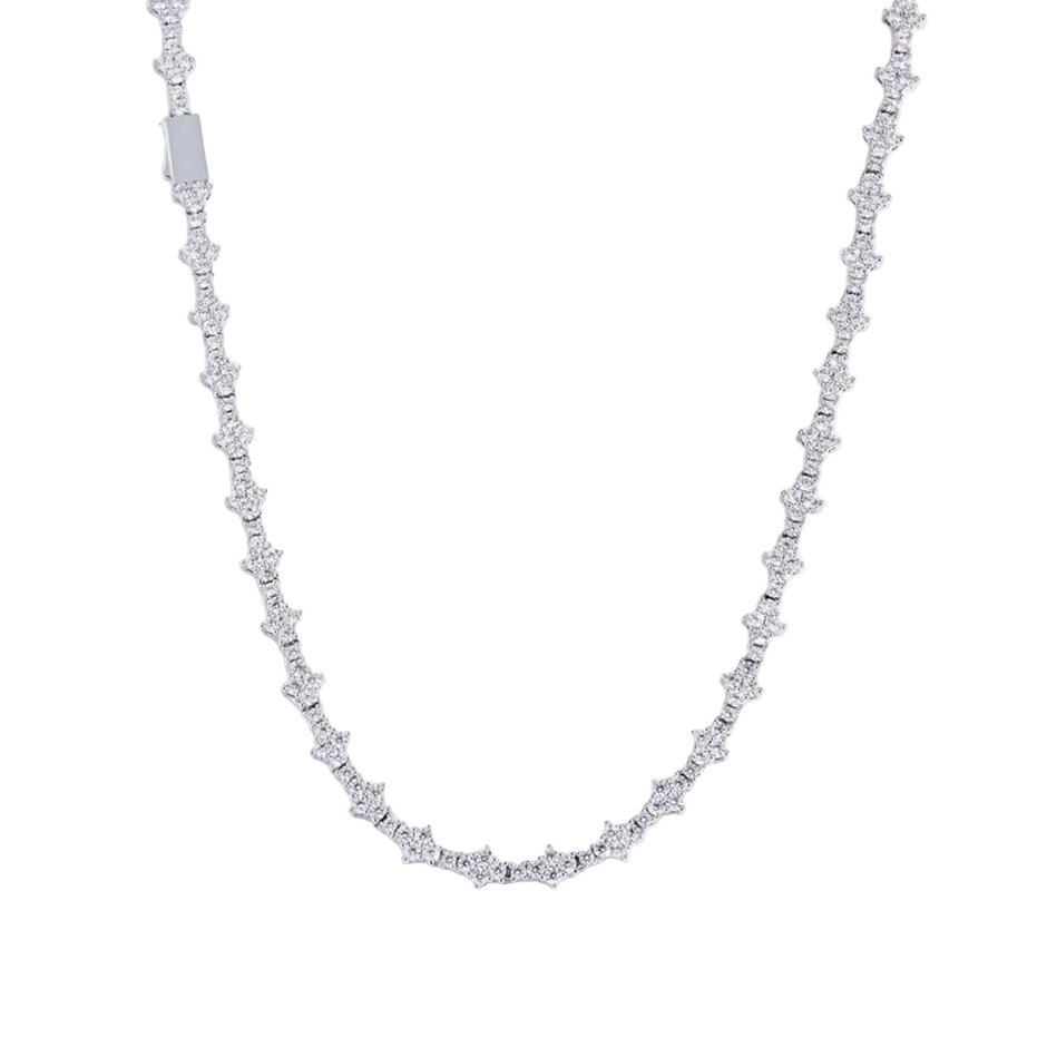 ICED FLOWER TENNIS CHAIN WHITE GOLD