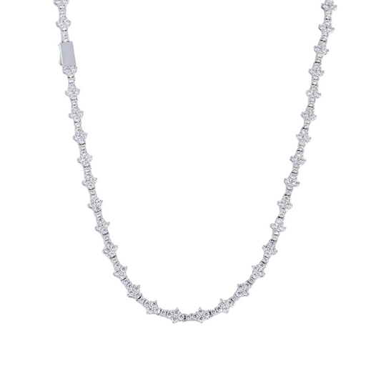 ICED FLOWER TENNIS CHAIN WHITE GOLD