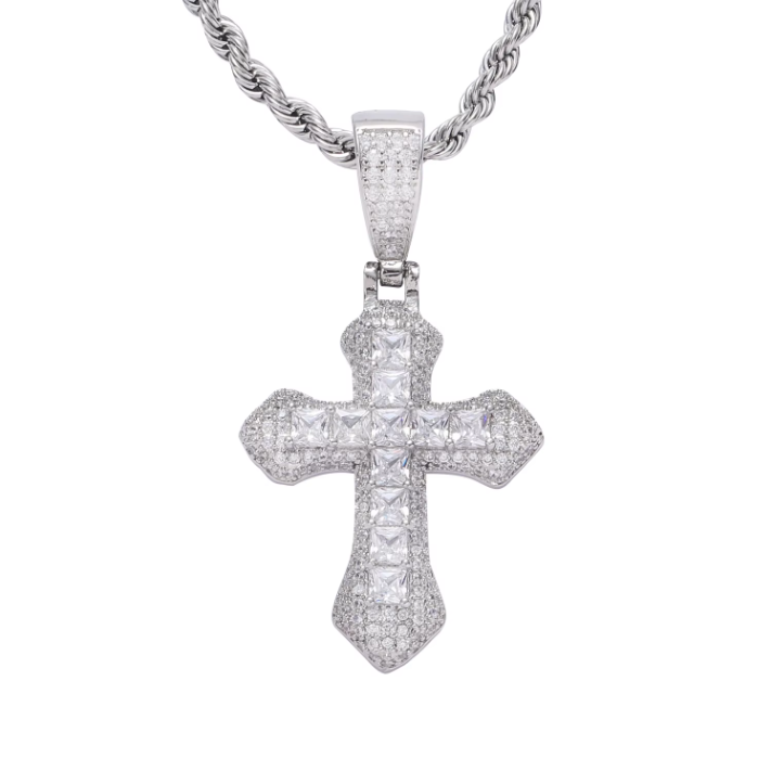 ICED WHITE CROSS PENDANT