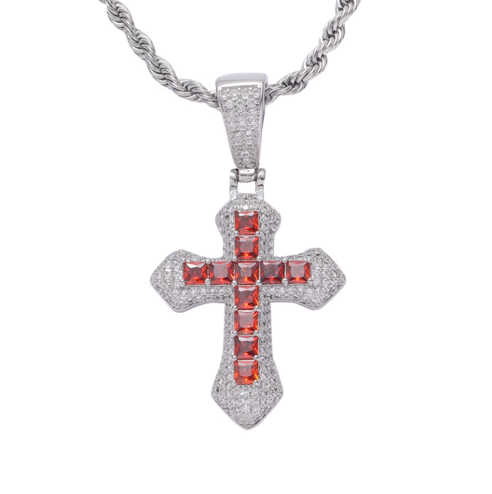 ICED RED CROSS PENDANT