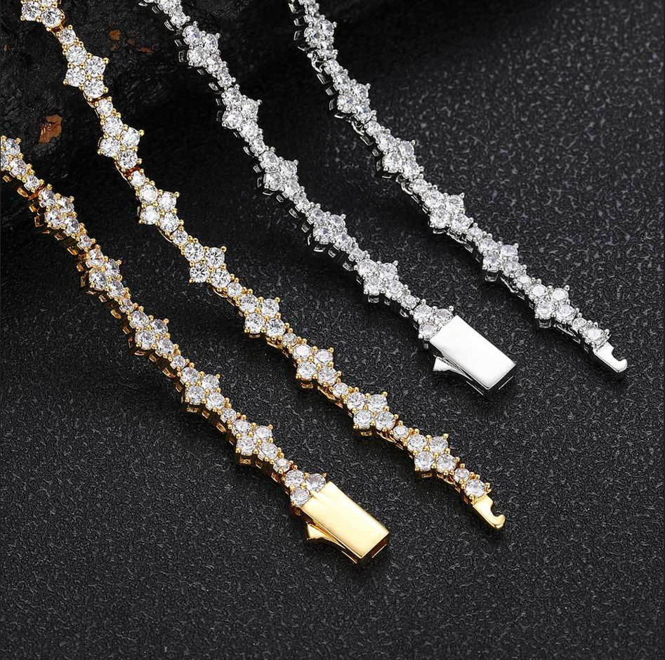 ICED FLOWER TENNIS CHAIN GOLD