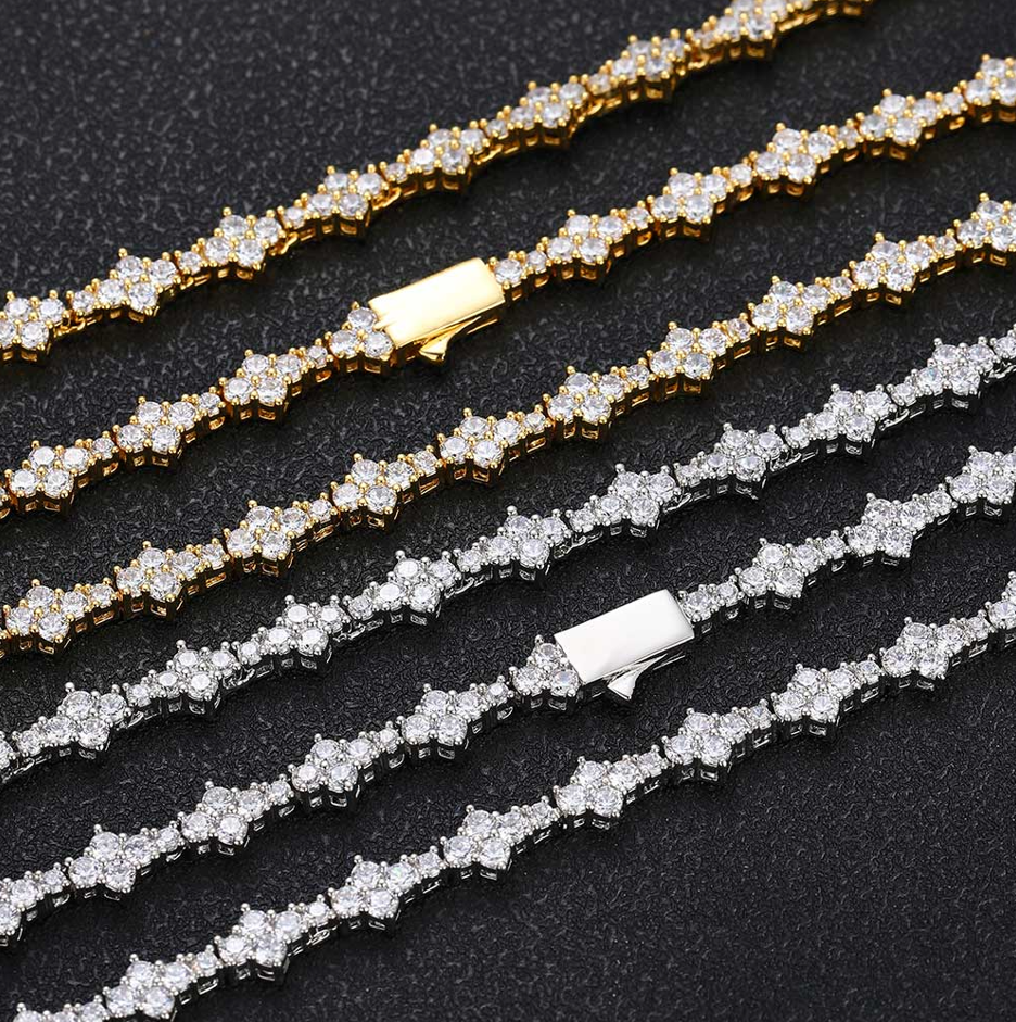 ICED FLOWER TENNIS CHAIN GOLD