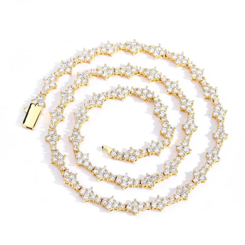 ICED FLOWER TENNIS CHAIN GOLD